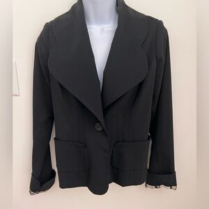 Tracy Reese Black Women's Blazer Virgin Wool and Silk Lining
